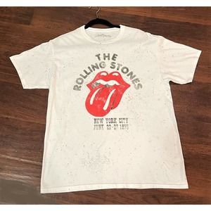 The Rolling Stones New York City 1975 Splatter Tongue T Shirt Large